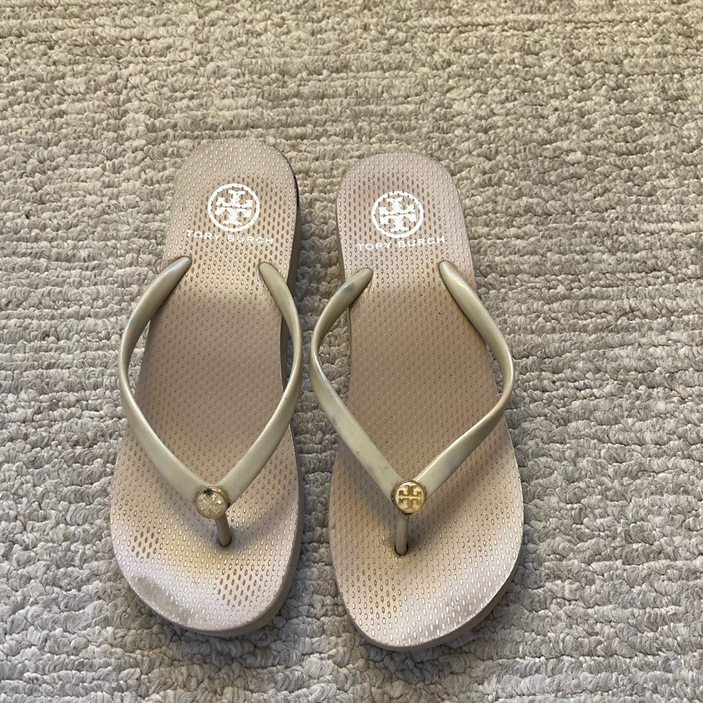 Tory Burch wedge flip flops